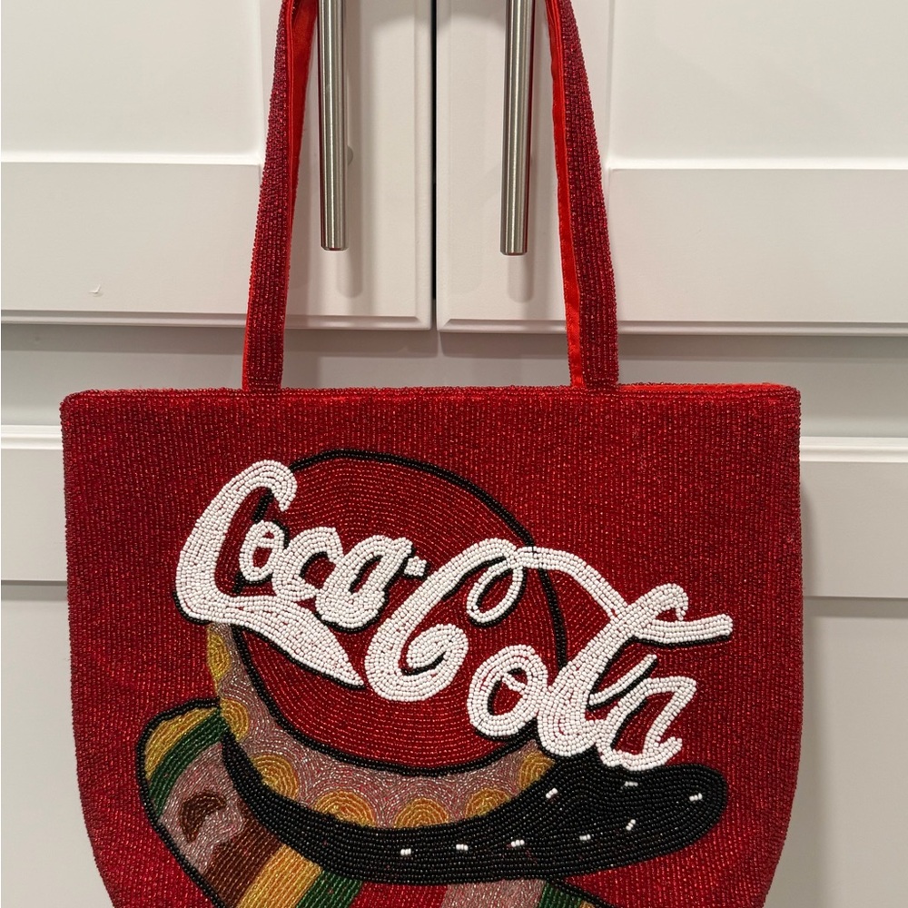 Coca Cola Red Fully Beaded Tote Bag MSRP $200
